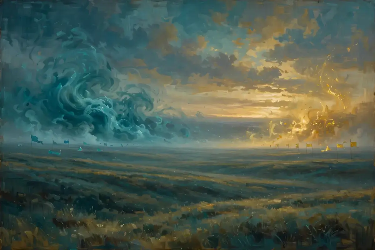 River flowing through a valley at dawn